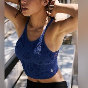 Free People Blue Lace Racerback Tank Top